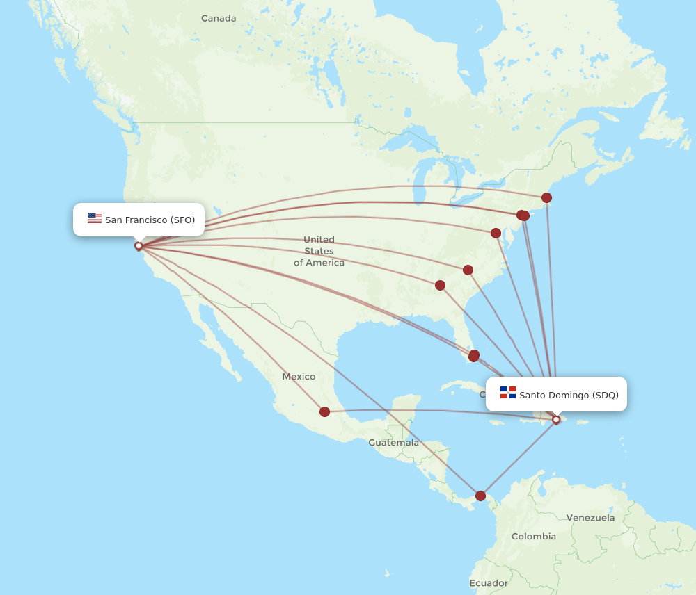 SDQ-SFO flight routes