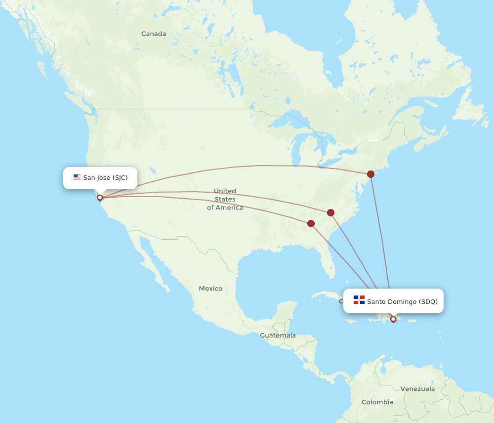 SDQ-SJC flight routes