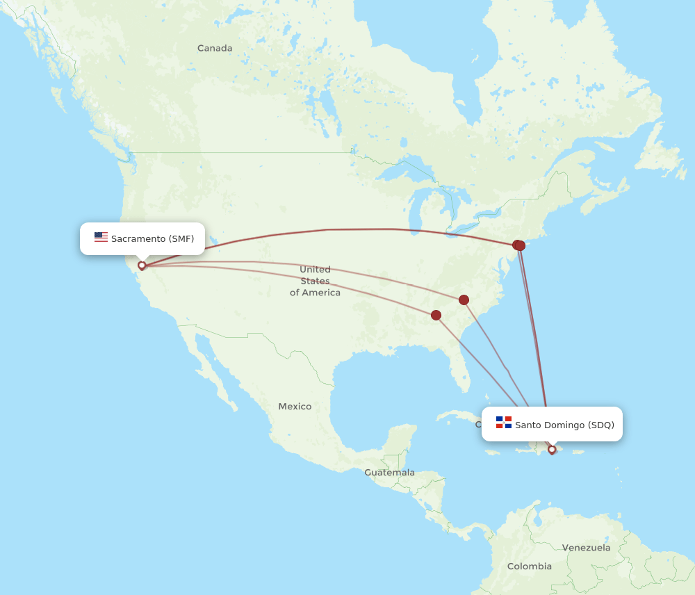 SDQ-SMF flight routes