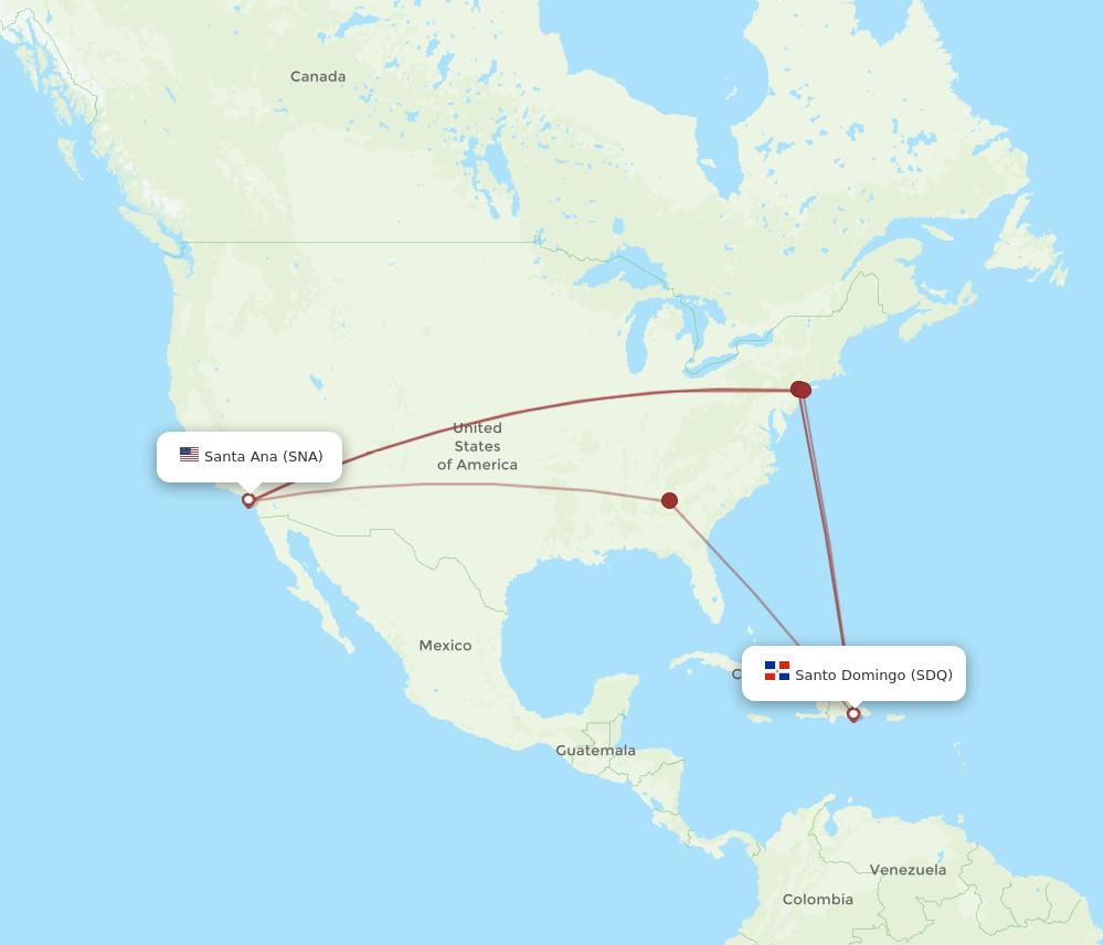 SDQ-SNA flight routes
