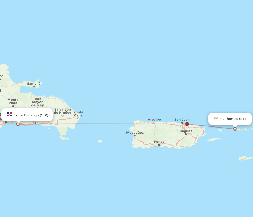 SDQ to STT flights and routes map