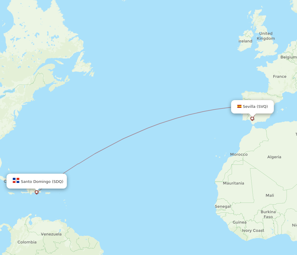 SDQ-SVQ flight routes
