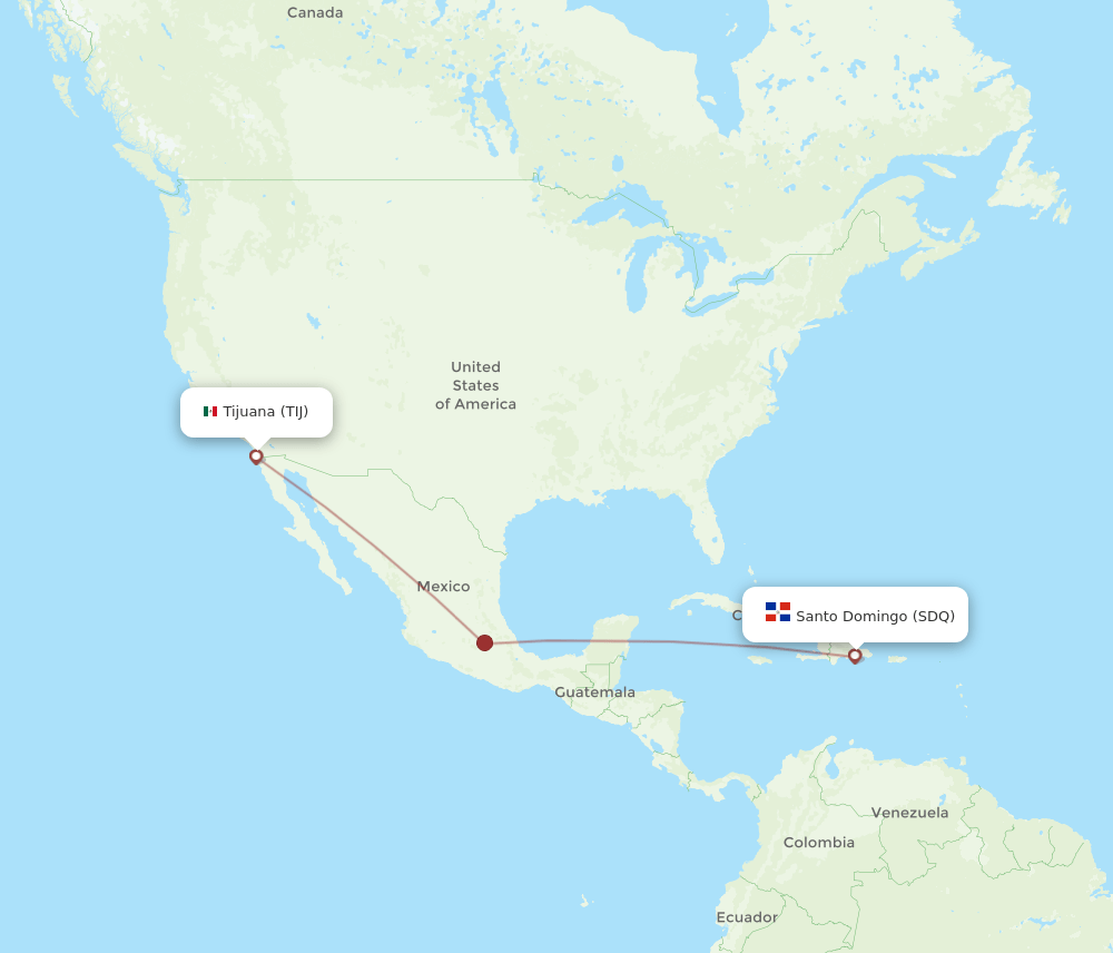 SDQ to TIJ flights and routes map