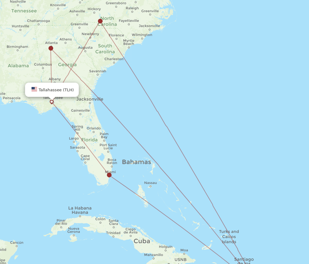 SDQ to TLH flights and routes map