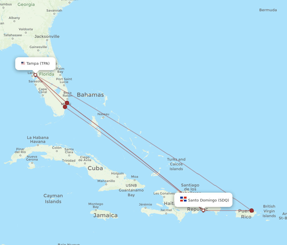SDQ-TPA flight routes
