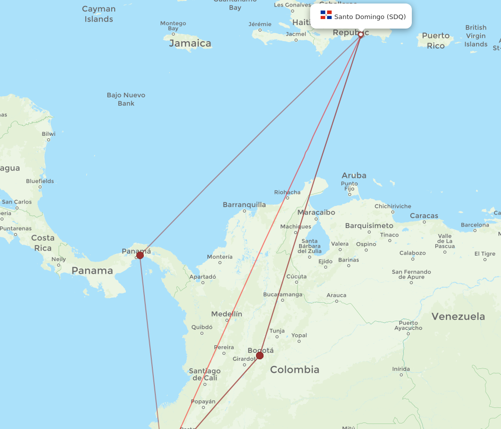 SDQ to UIO flights and routes map