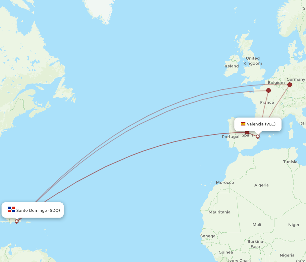 SDQ-VLC flight routes