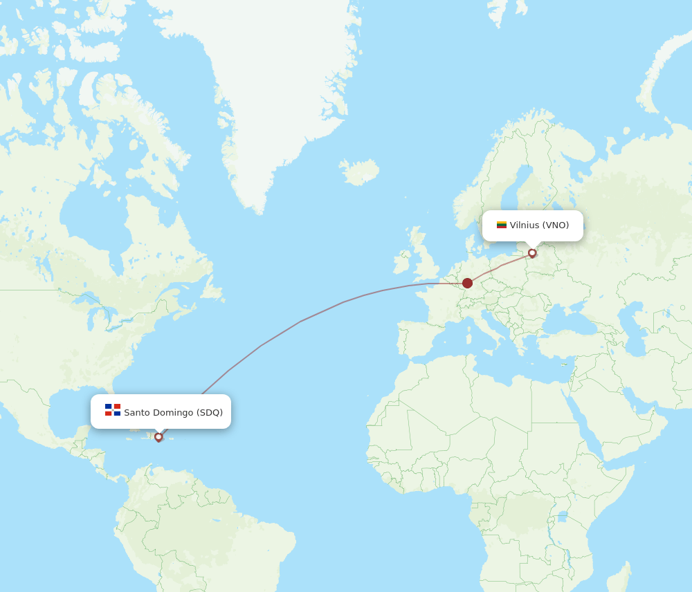 VNO to SDQ flights and routes map