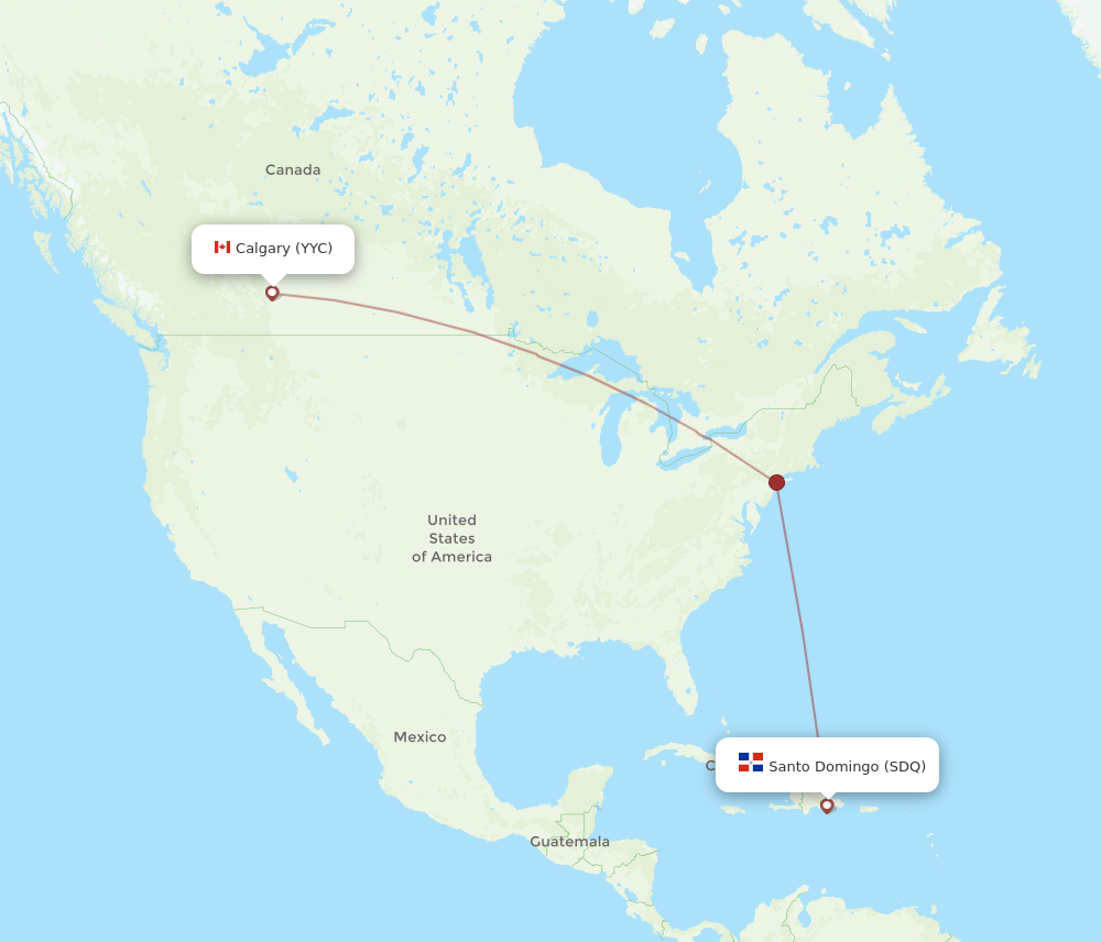 YYC to SDQ flights and routes map