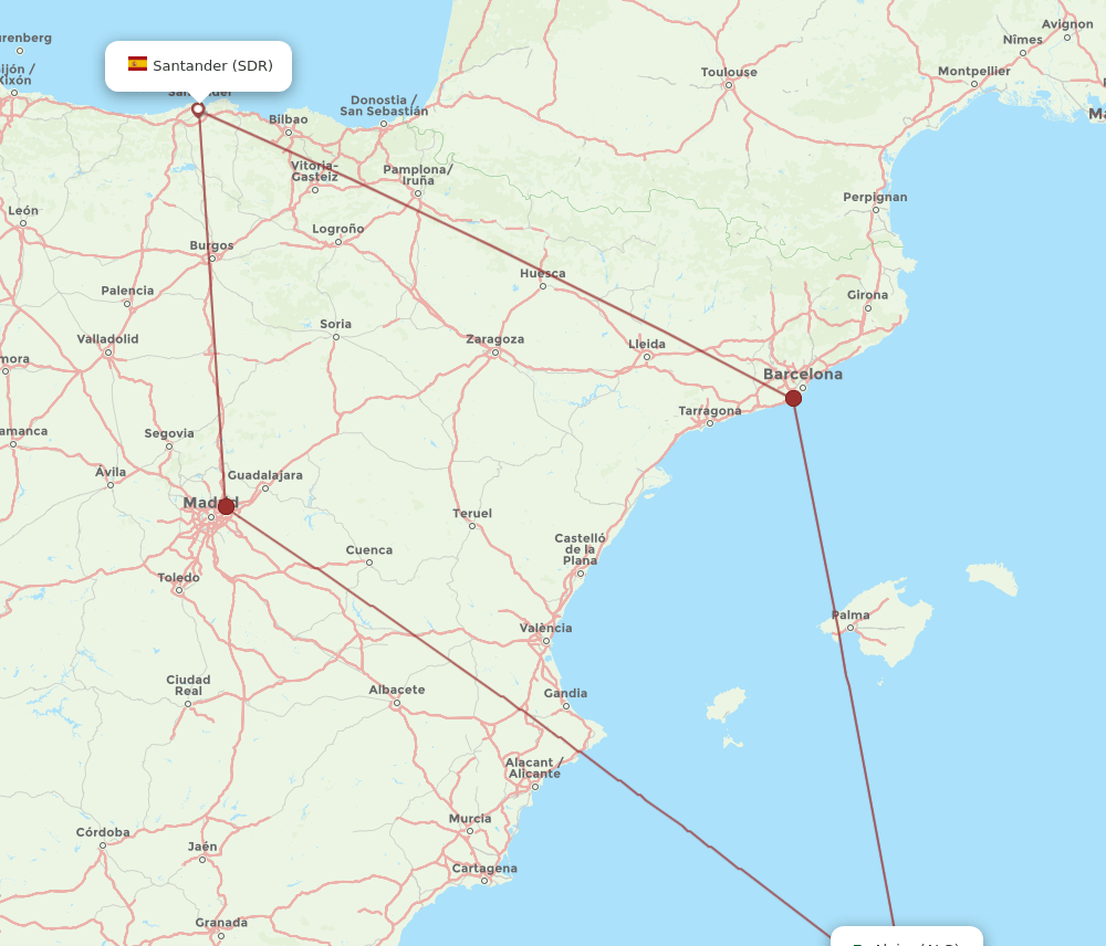 SDR-ALG flight routes