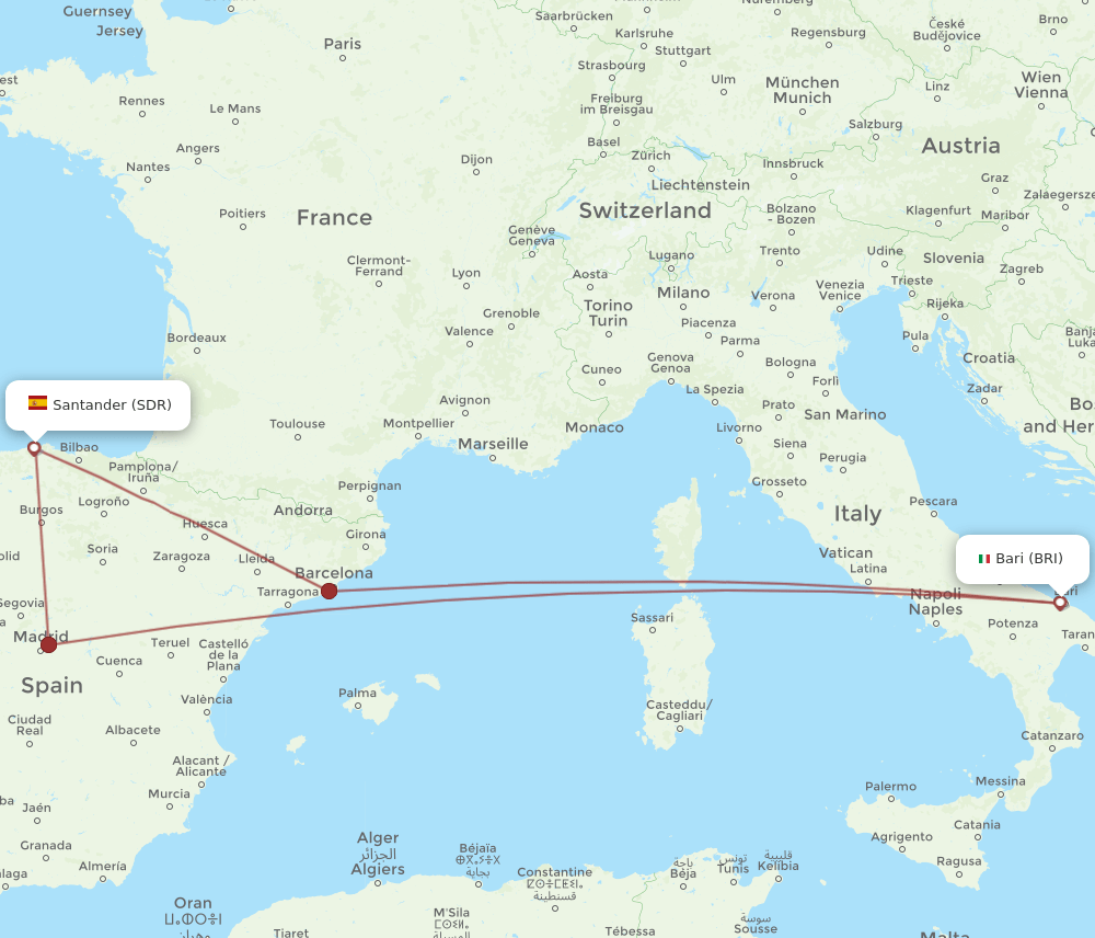 SDR-BRI flight routes