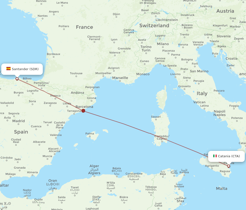 SDR-CTA flight routes