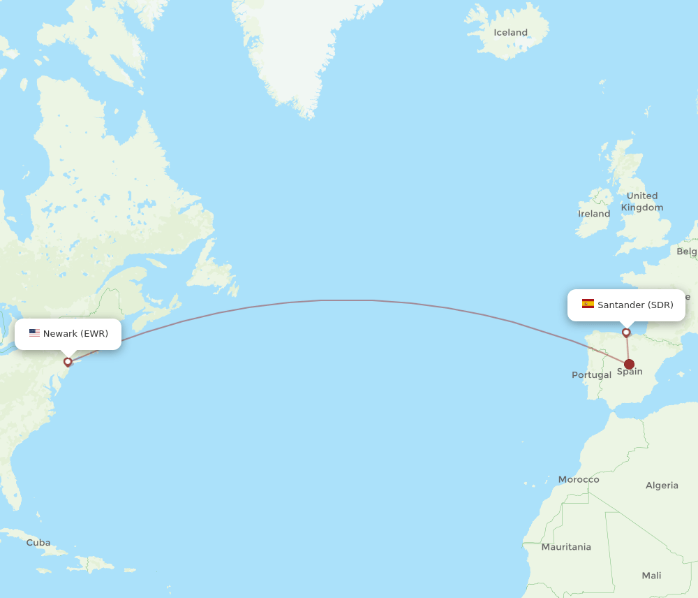 SDR-EWR flight routes