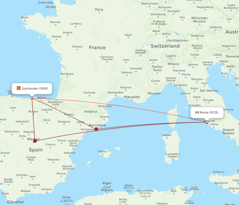SDR-FCO flight routes