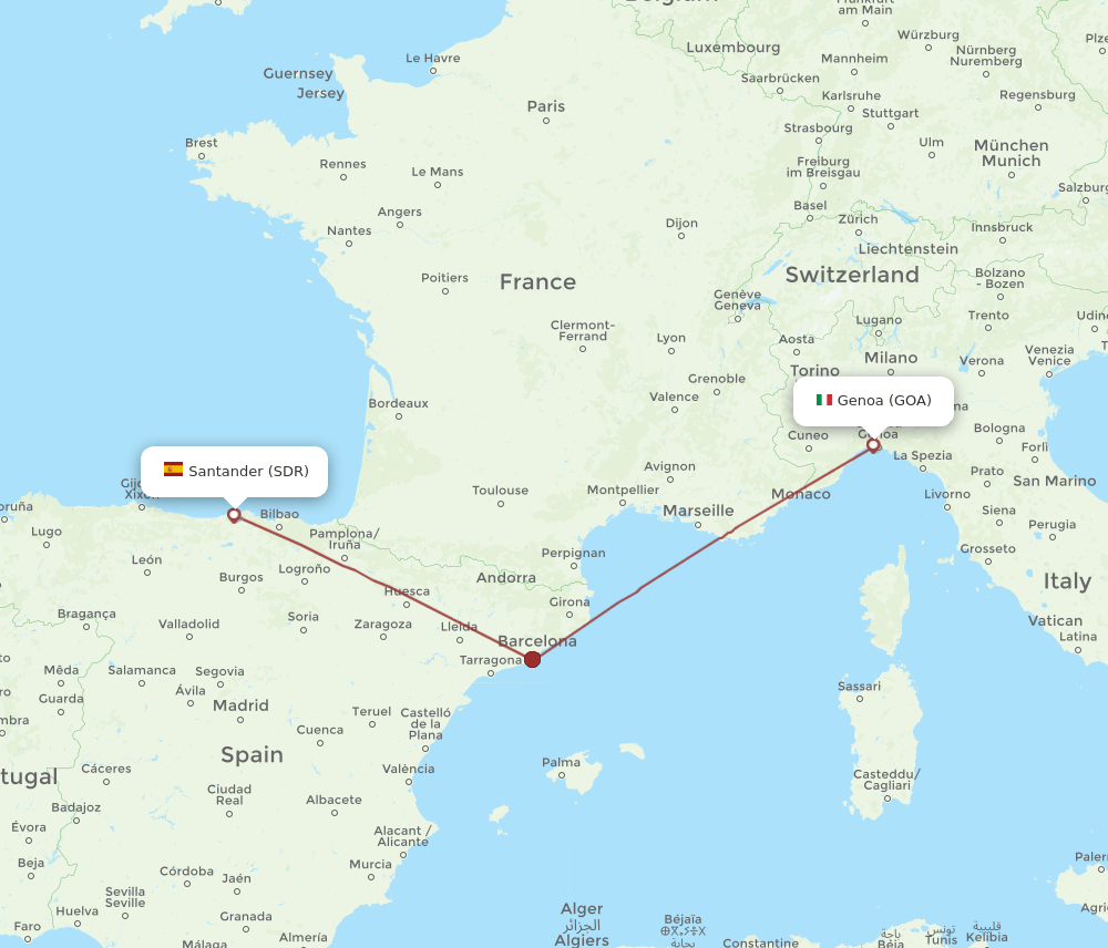 SDR-GOA flight routes