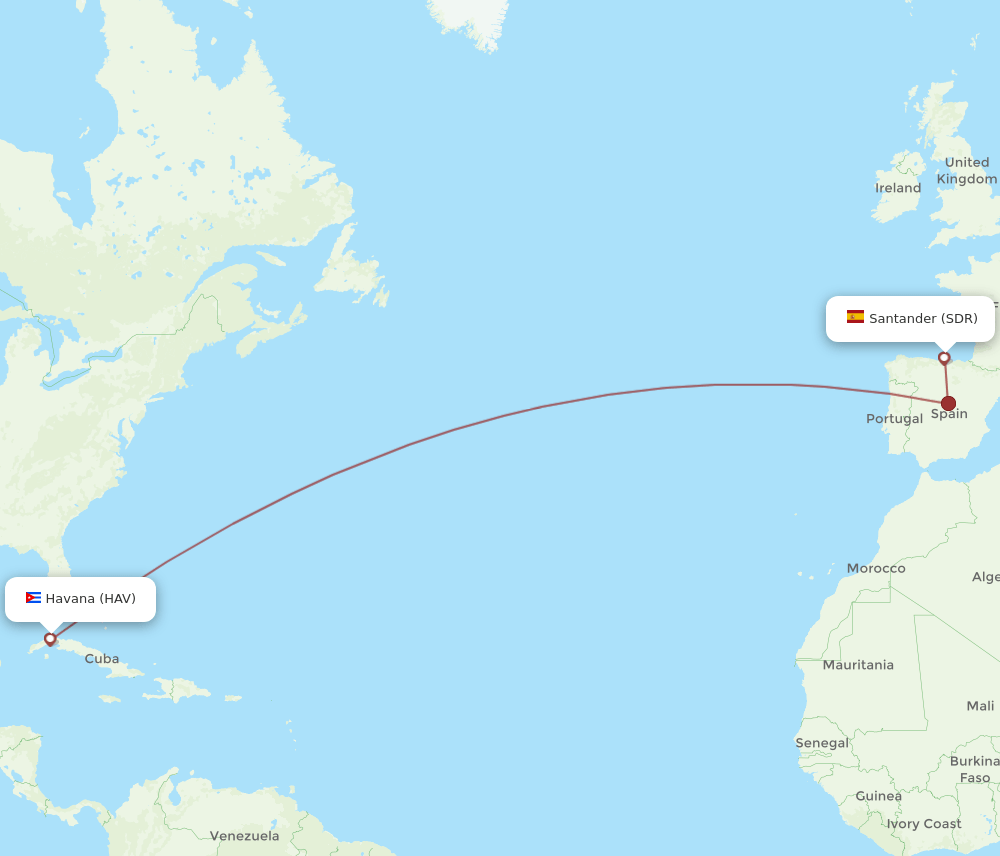 SDR to HAV flights and routes map
