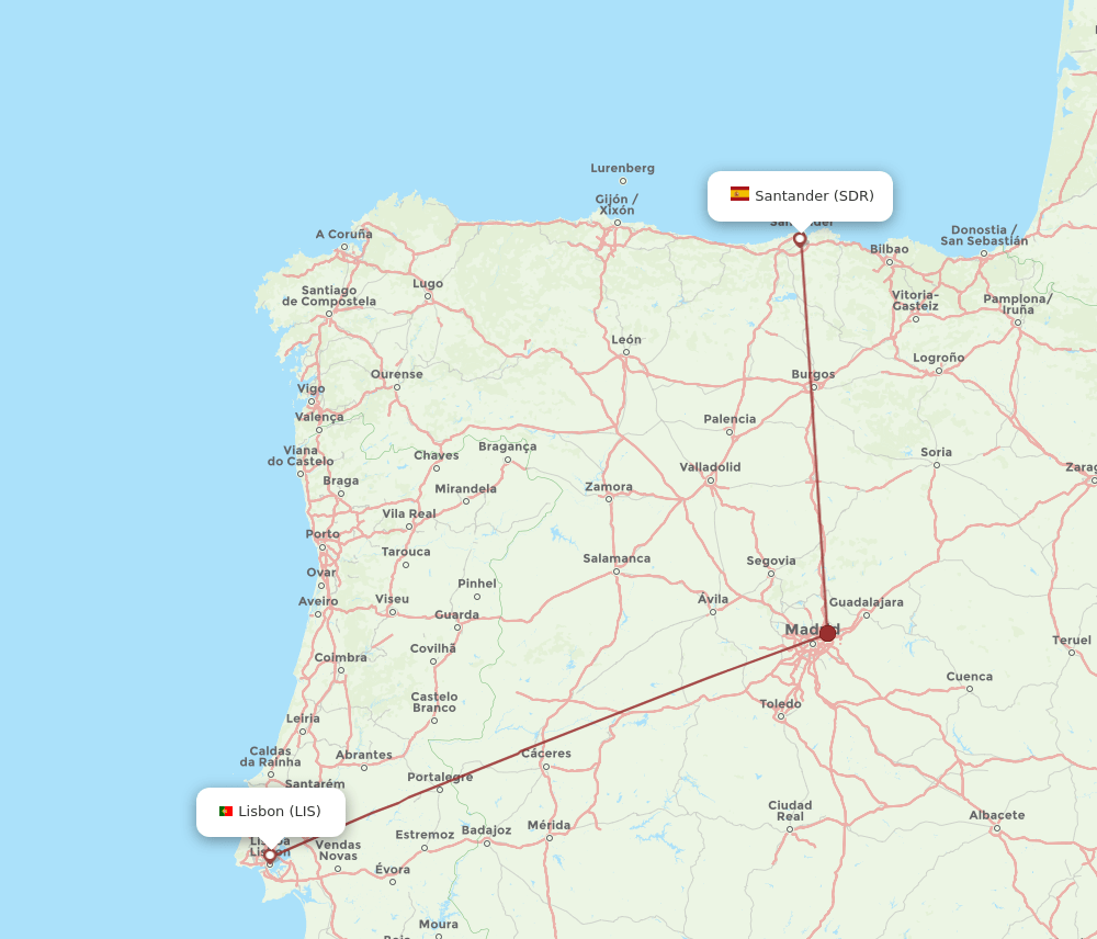 SDR-LIS flight routes