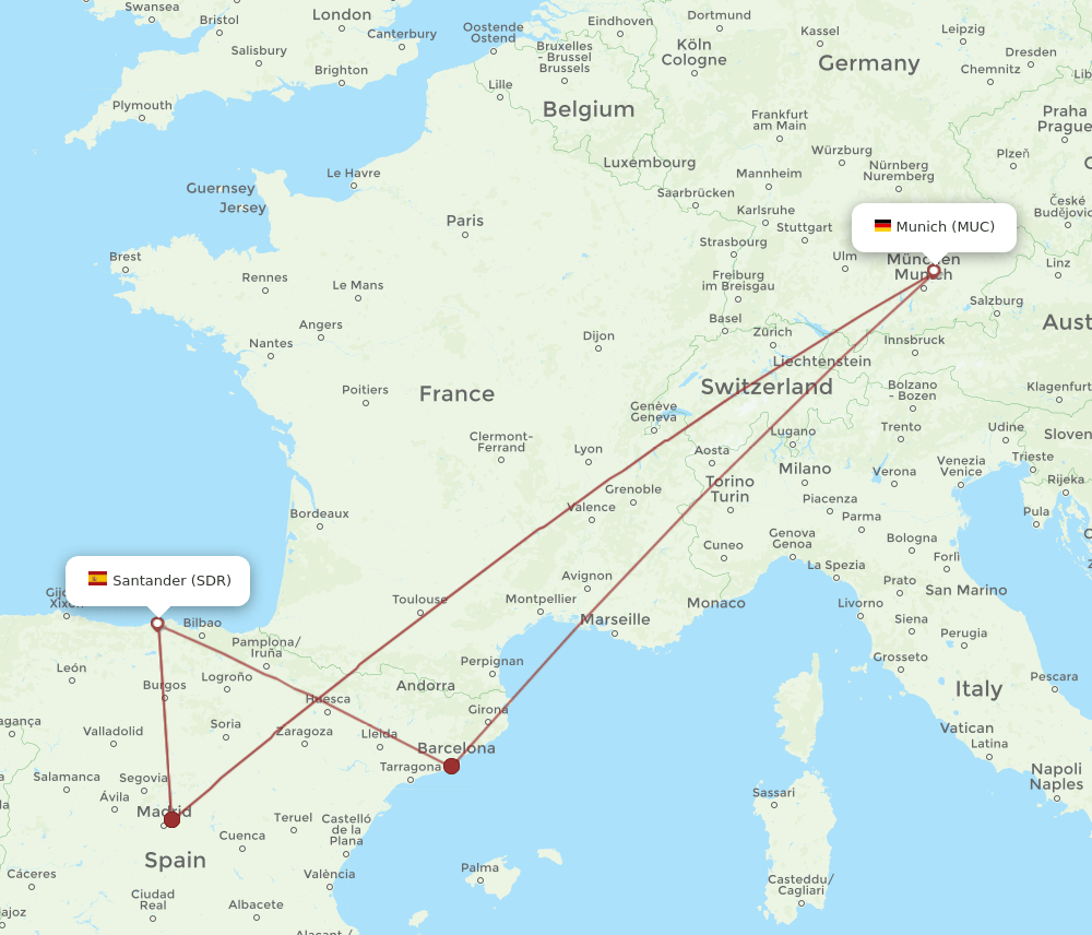 SDR-MUC flight routes