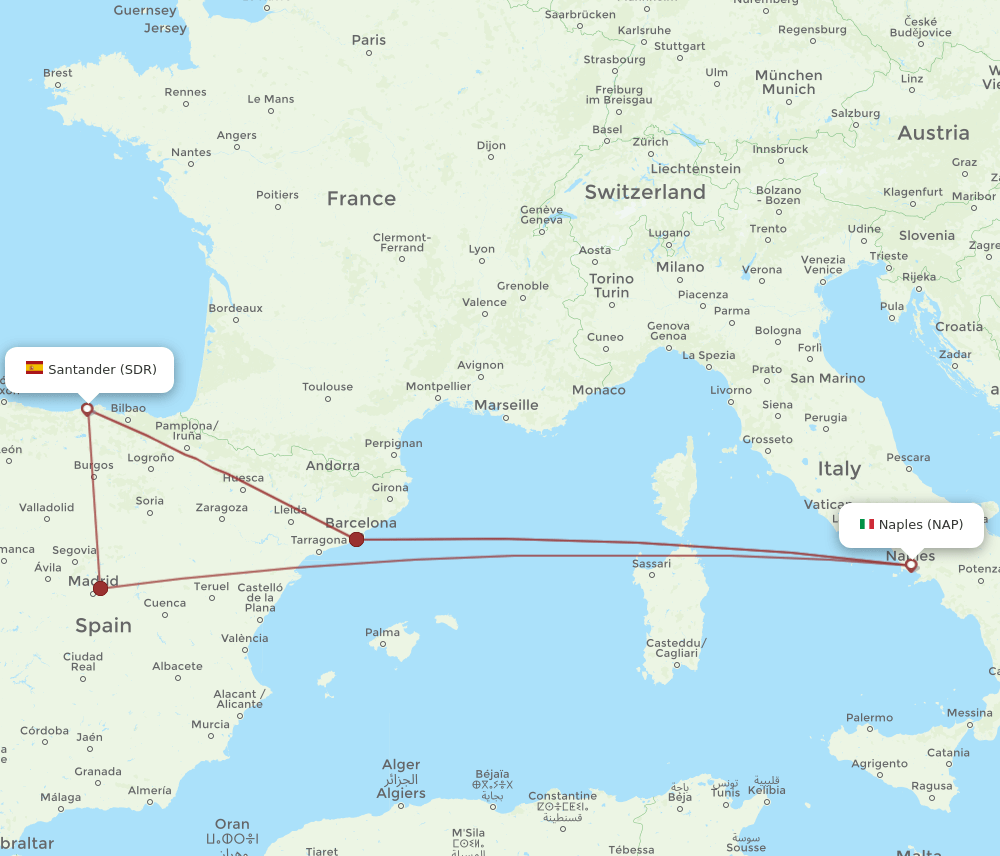 SDR-NAP flight routes