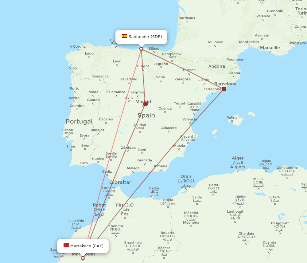 SDR-RAK flight routes