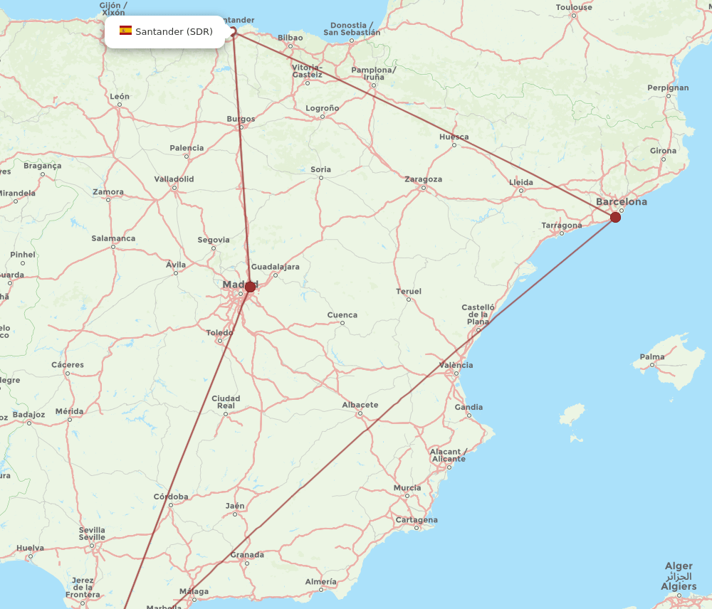 SDR to TNG flights and routes map