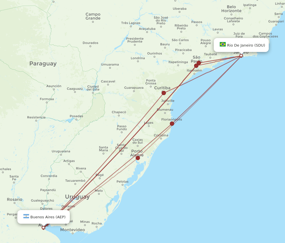 SDU-AEP flight routes