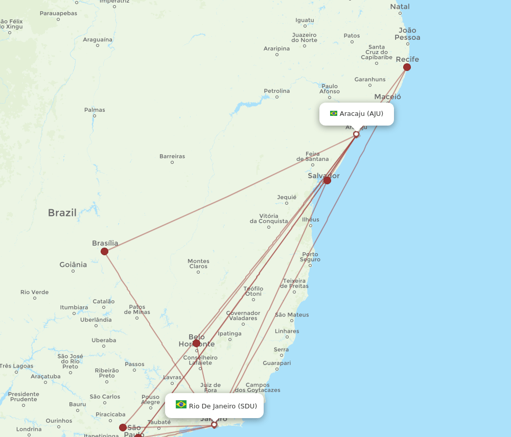 SDU to AJU flights and routes map