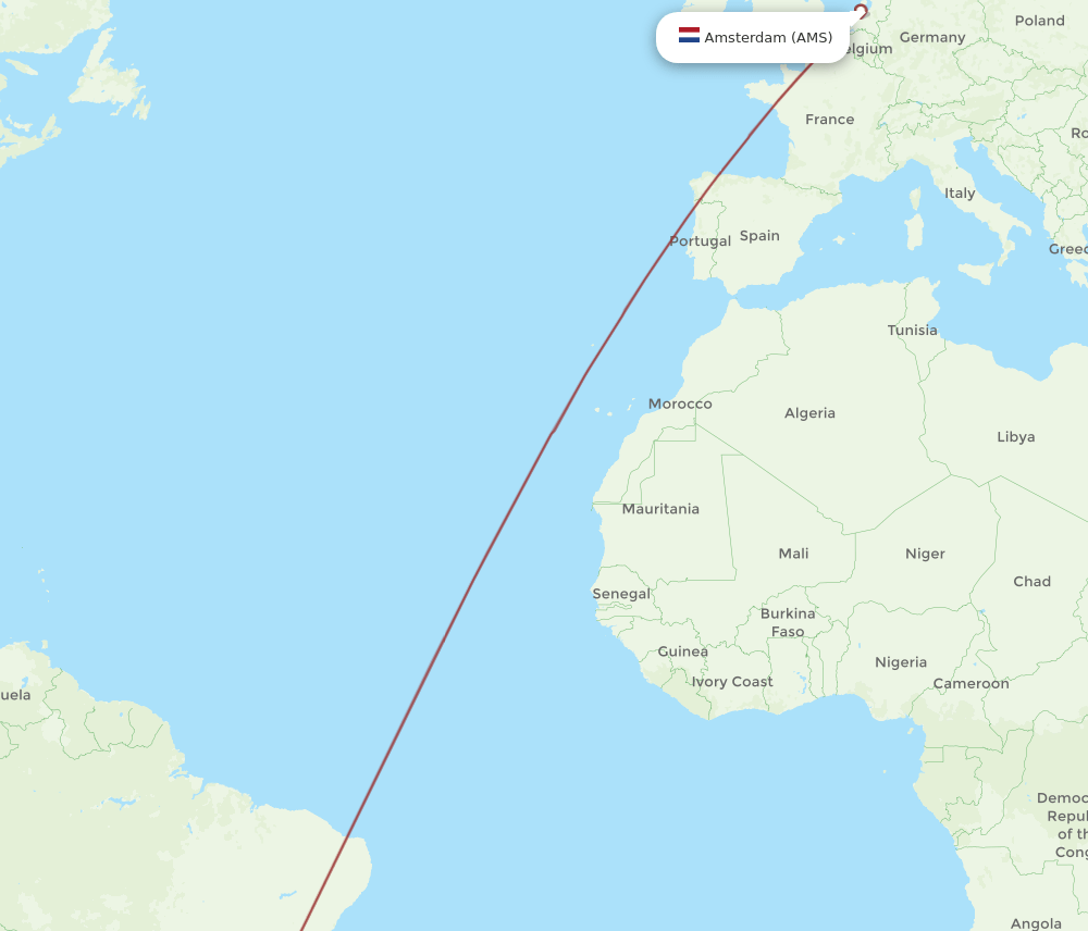 SDU-AMS flight routes