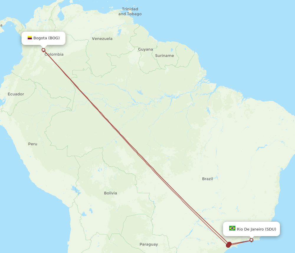 SDU-BOG flight routes