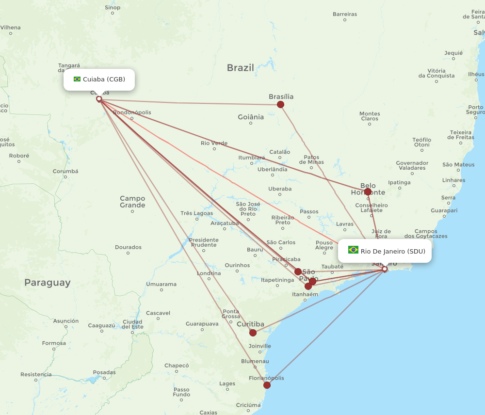 SDU-CGB flight routes