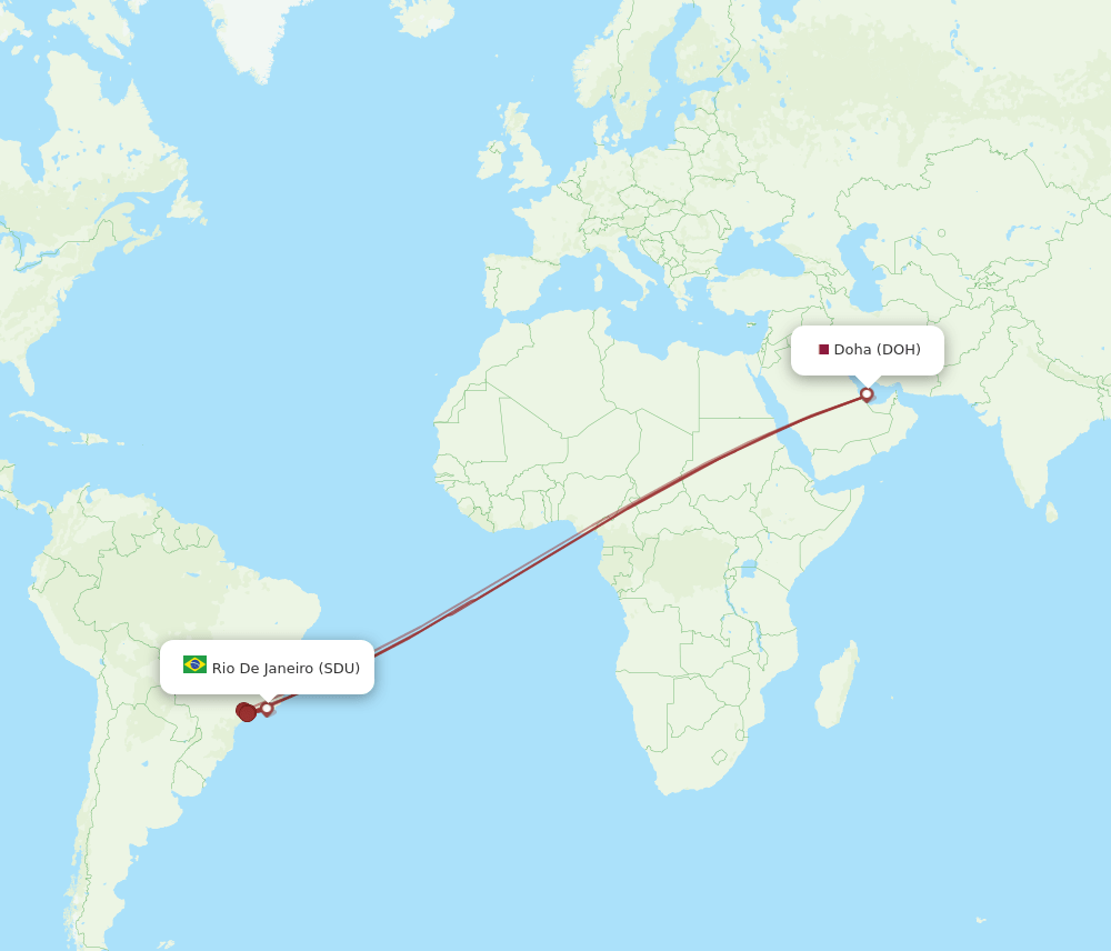 SDU-DOH flight routes