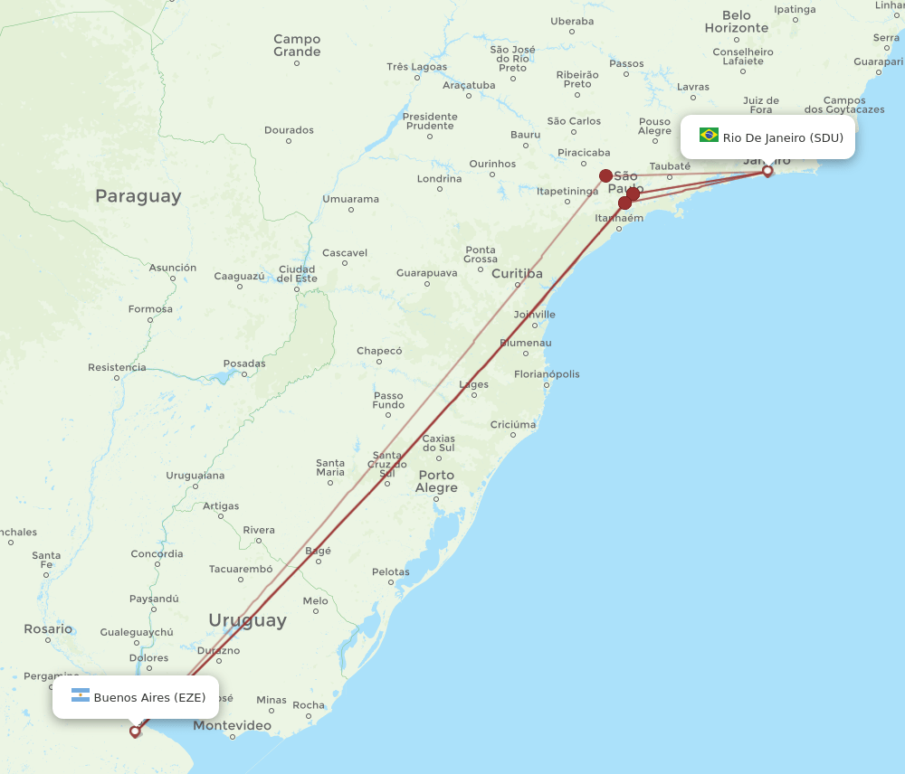 SDU-EZE flight routes