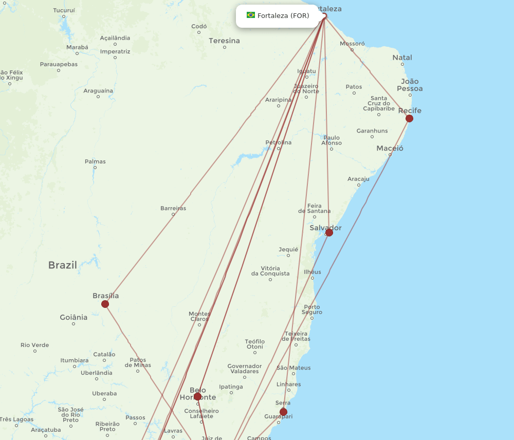 SDU-FOR flight routes