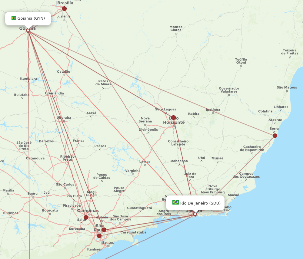 SDU-GYN flight routes