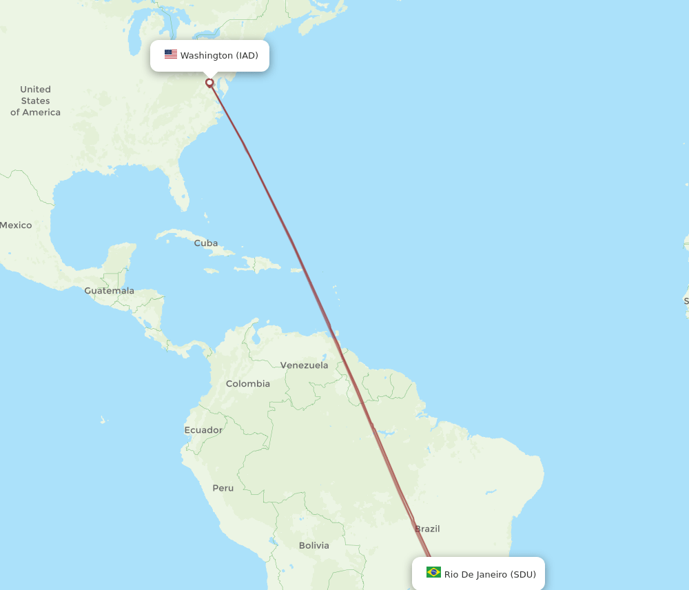 SDU-IAD flight routes