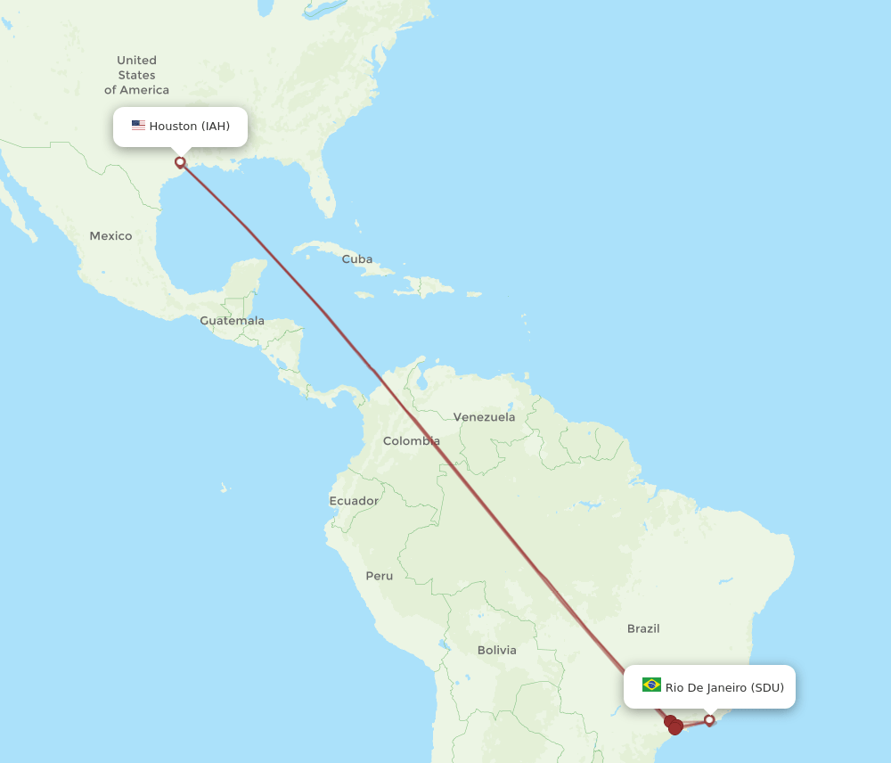 SDU-IAH flight routes