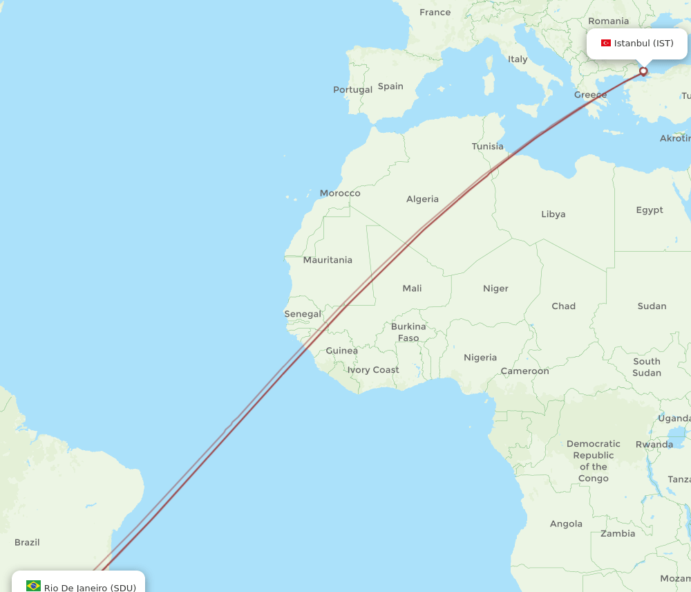 SDU-IST flight routes