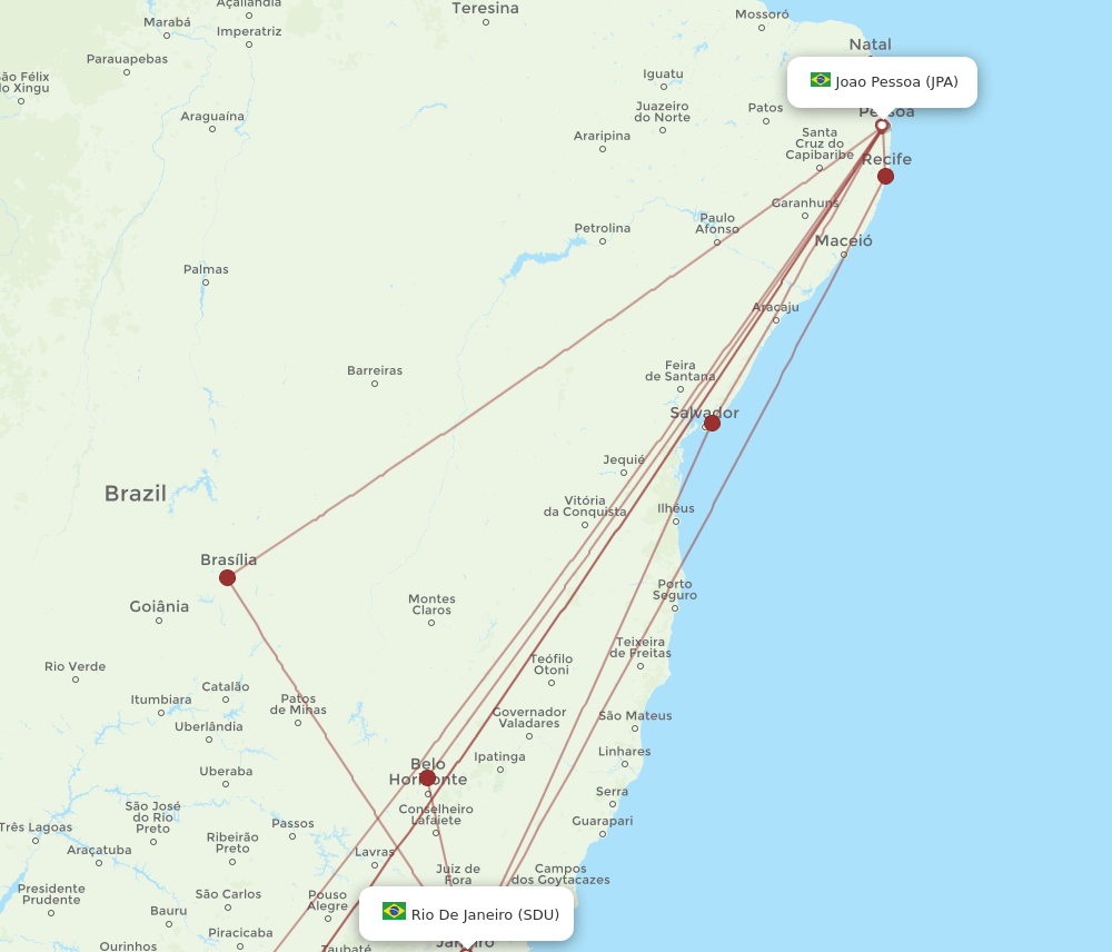 SDU-JPA flight routes
