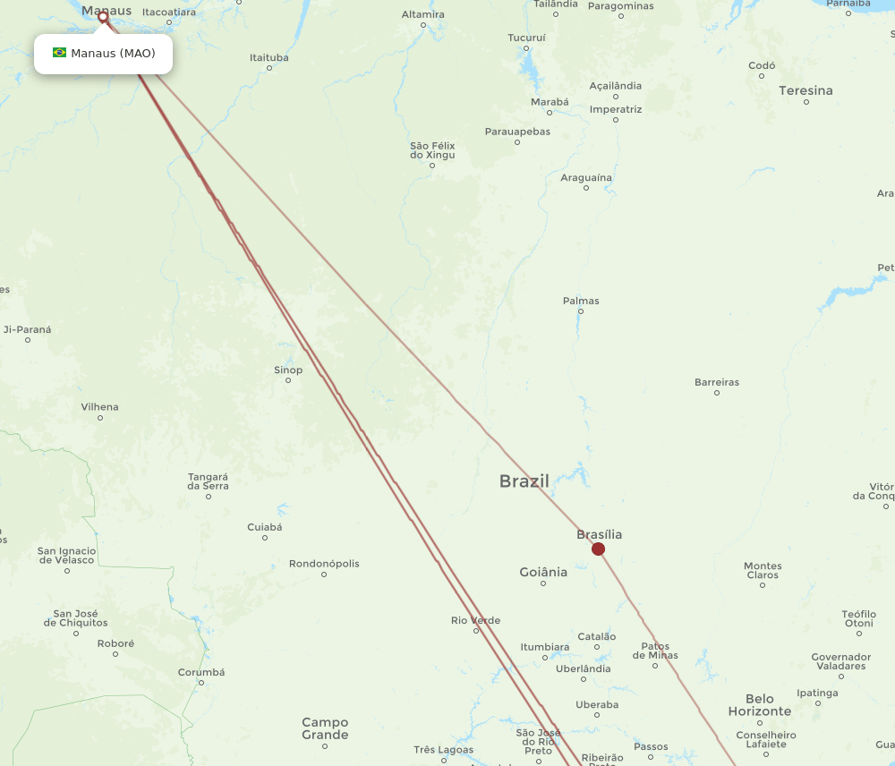 SDU-MAO flight routes