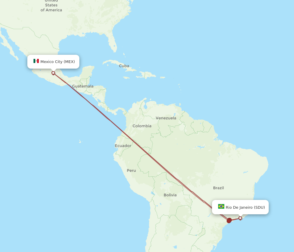SDU-MEX flight routes