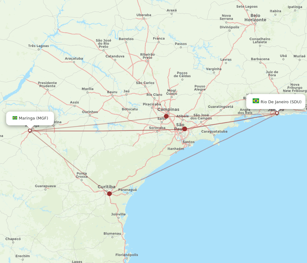 SDU-MGF flight routes