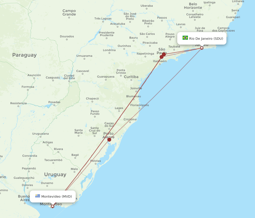 SDU-MVD flight routes