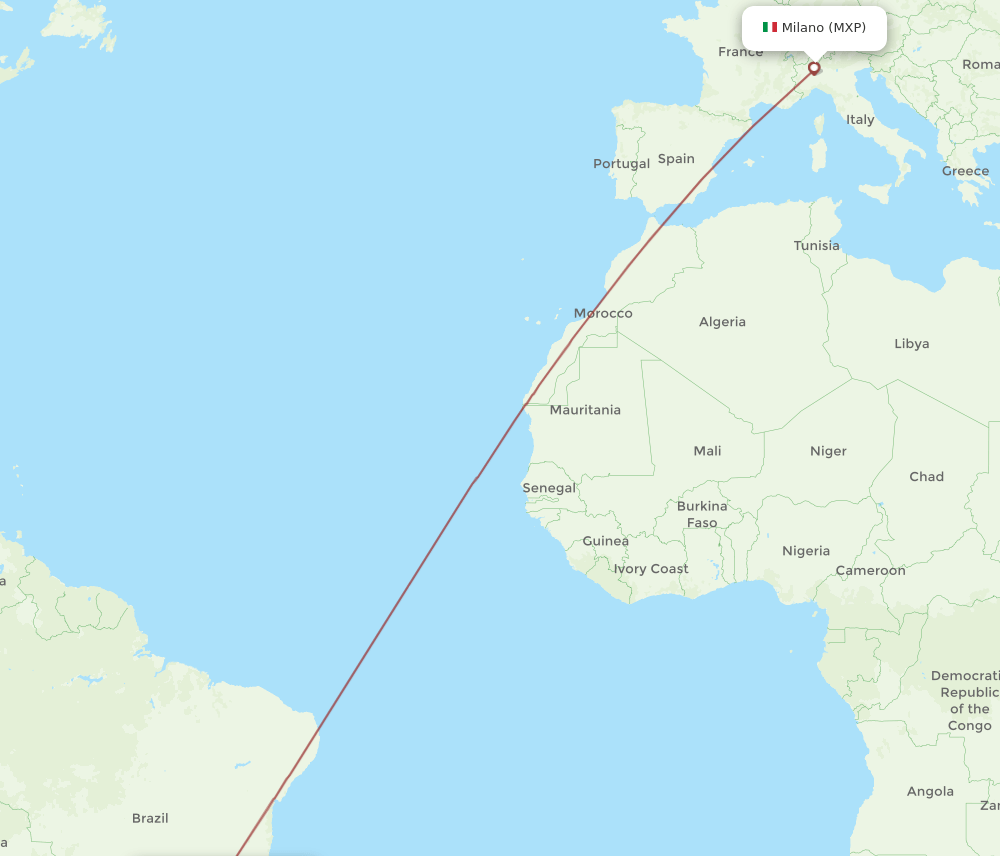 SDU to MXP flights and routes map