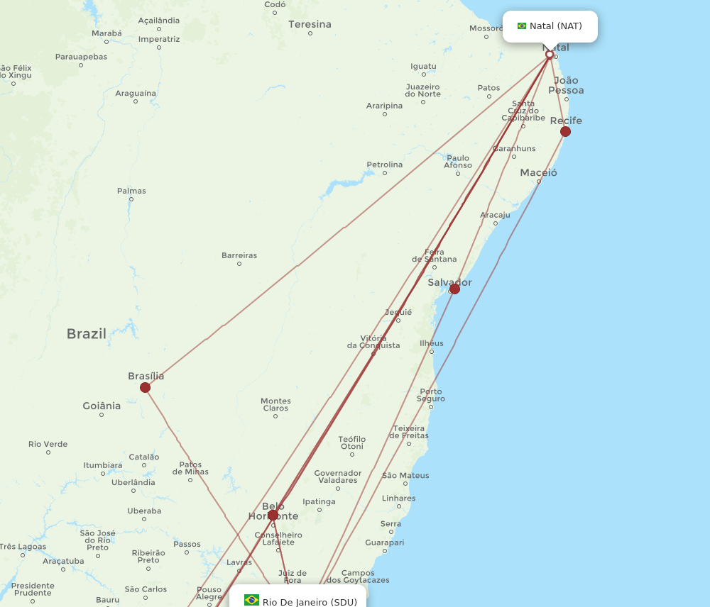 SDU-NAT flight routes