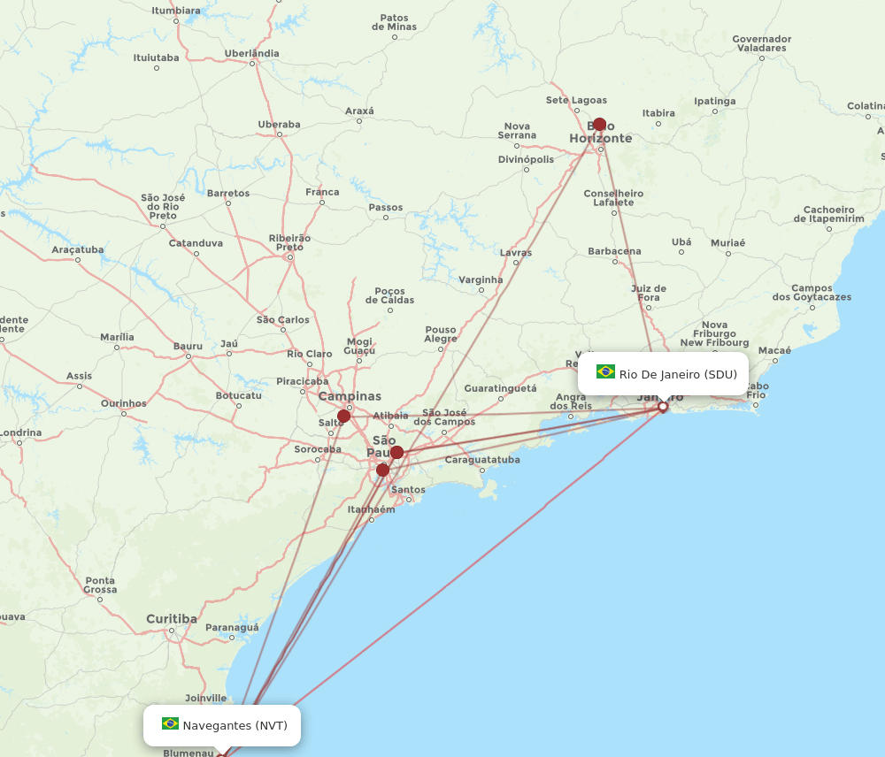 SDU-NVT flight routes