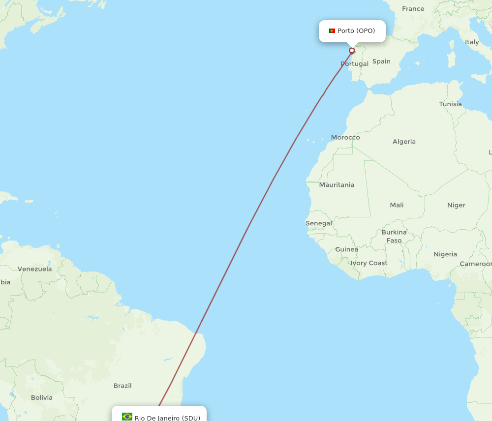 SDU-OPO flight routes