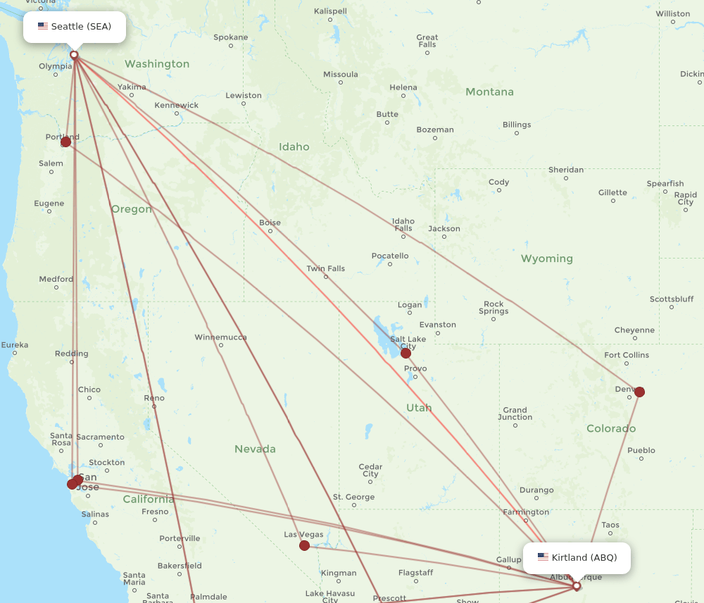 SEA-ABQ flight routes