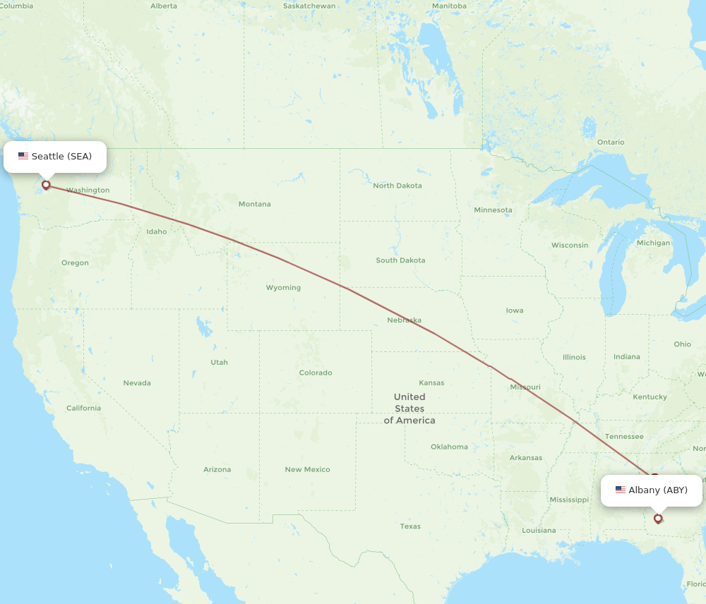 SEA to ABY flights and routes map