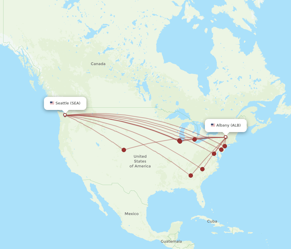 SEA-ALB flight routes
