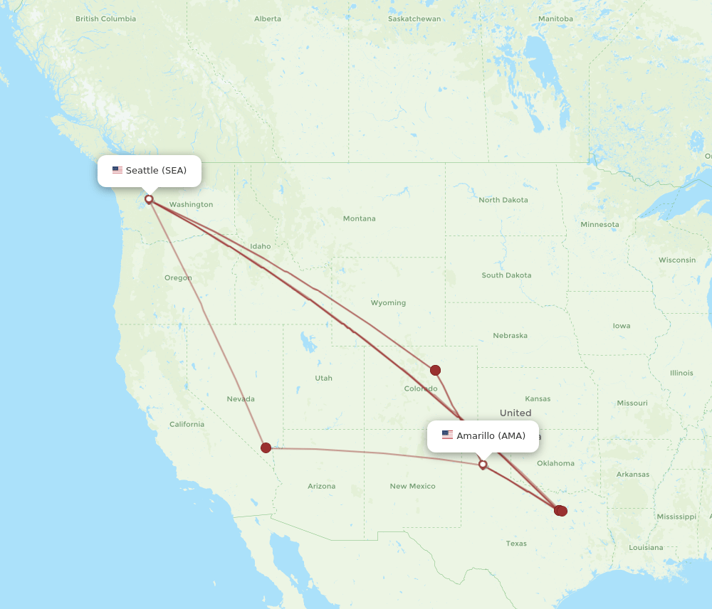 SEA-AMA flight routes